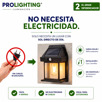 Farol Solar LED Vintage Sensor Movimiento Exterior impermeable IP54