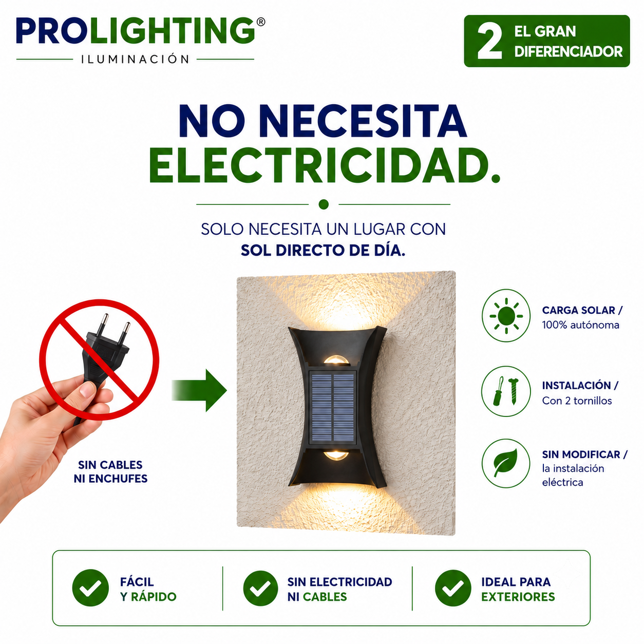 Luz Solar LED Decorativa Doble Foco Calida y Fria Exterior
