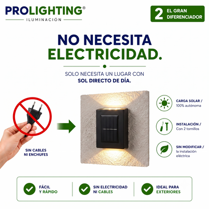 Aplique Solar LED Fijo Doble Haz de luz Arriba y Abajo Exterior