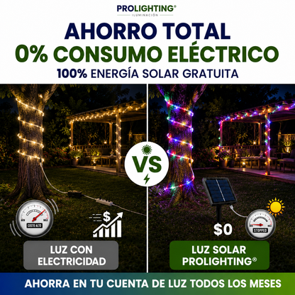 Tira Led Solar 10mts RGB IP65 con Estaca Panel