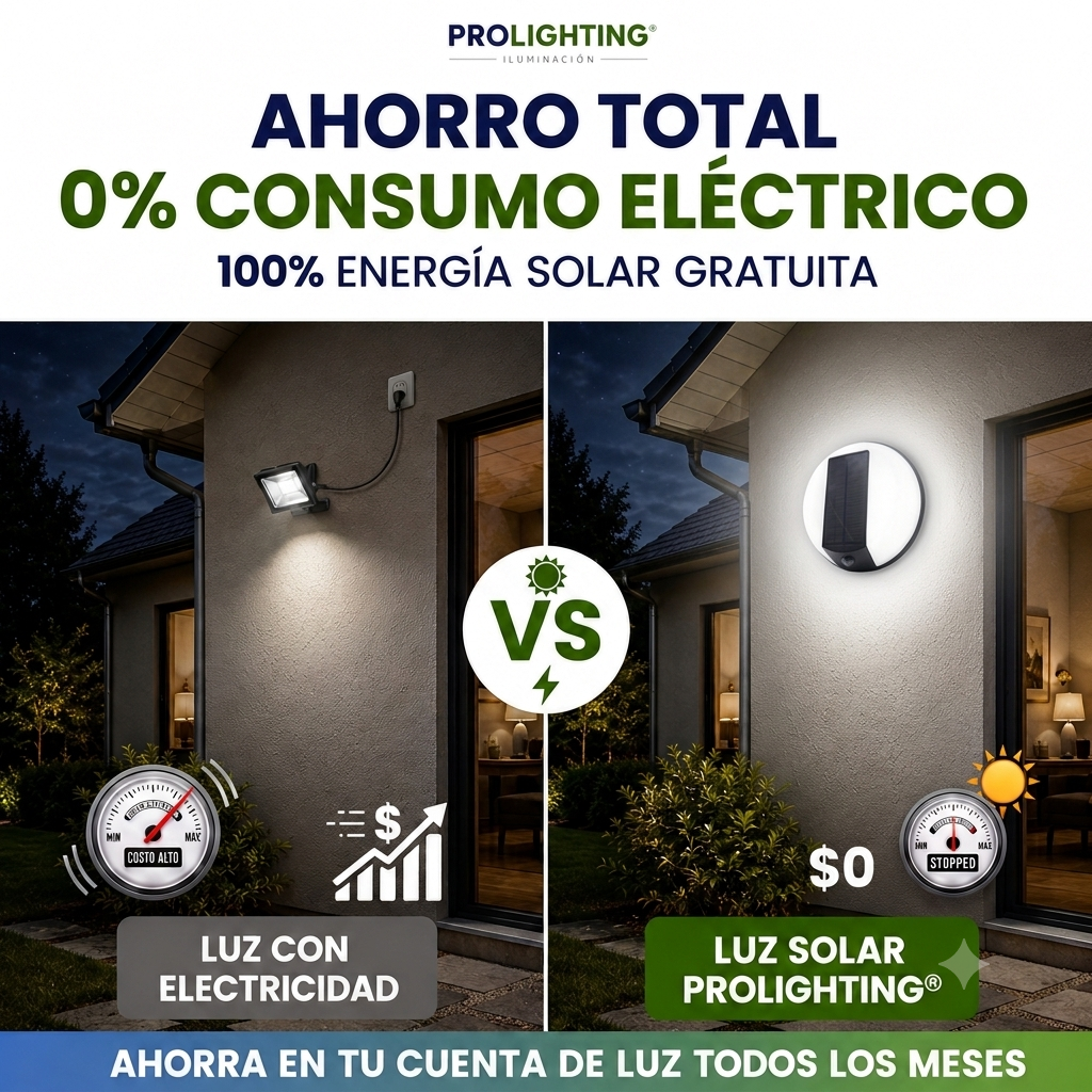 Foco Solar LED Redondo Muro Exterior Sensor Impermeable