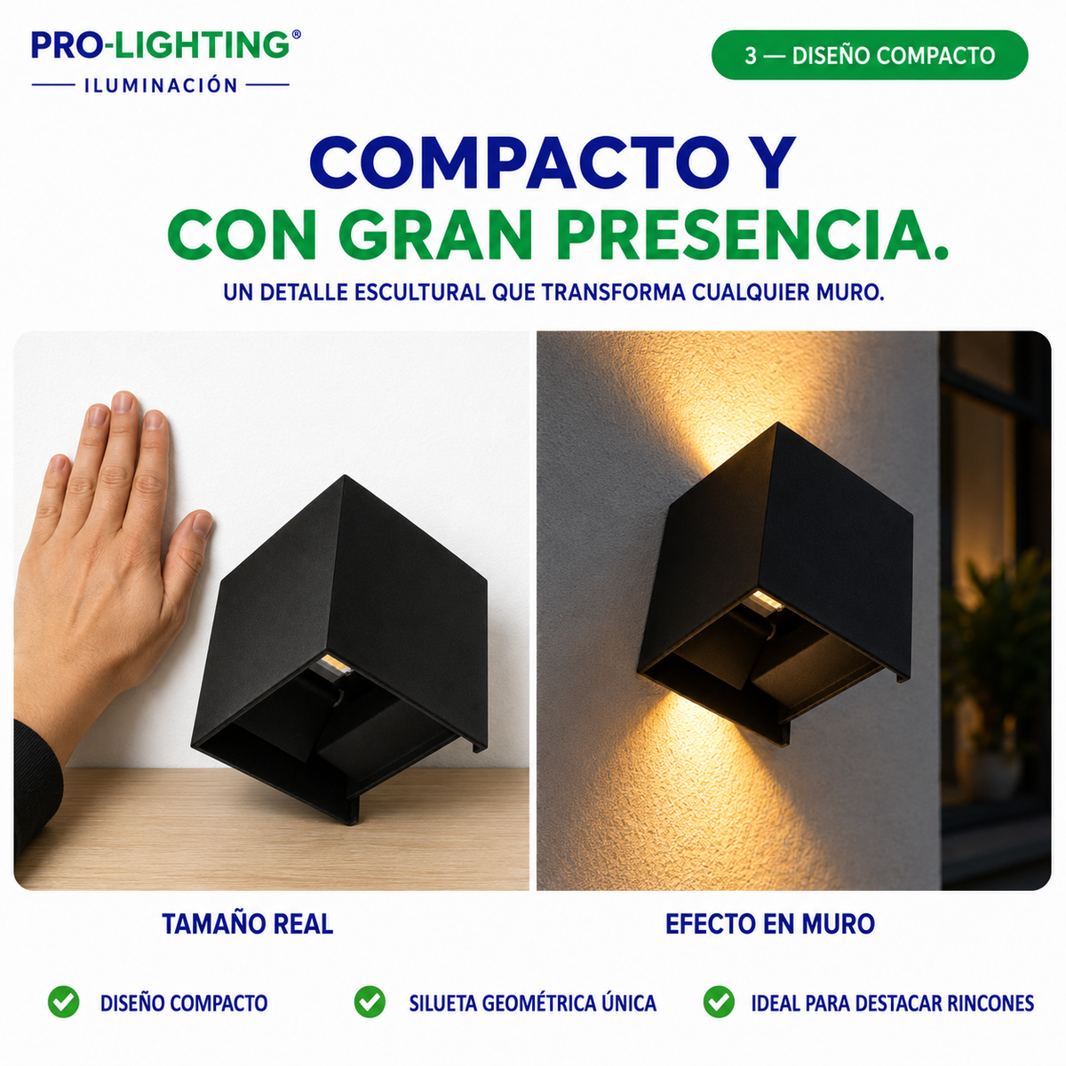Aplique LED Integrado Cubo Diagonal Decorativo Bidireccional