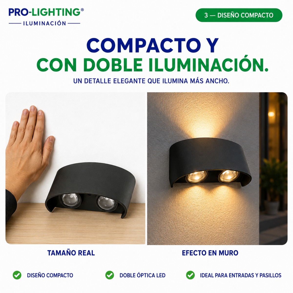 Aplique LED Doble Haz Luz Arriba Abajo Exterior Decorativo