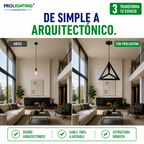 Lampara Colgante Pirámide Triangular Metal Negro Diseño Base E27