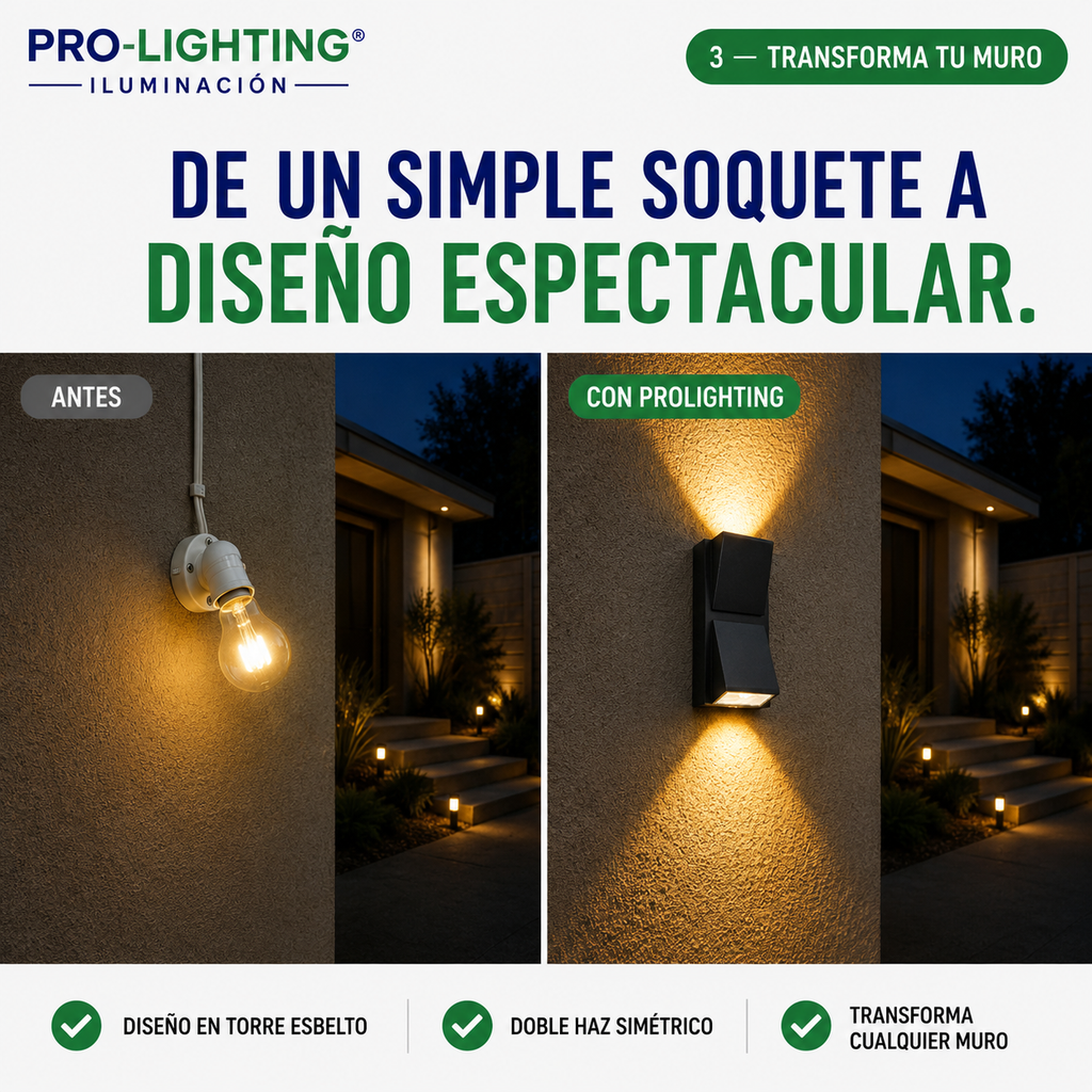 Aplique LED Vertical Doble Haz Luz Arriba Abajo Exterior