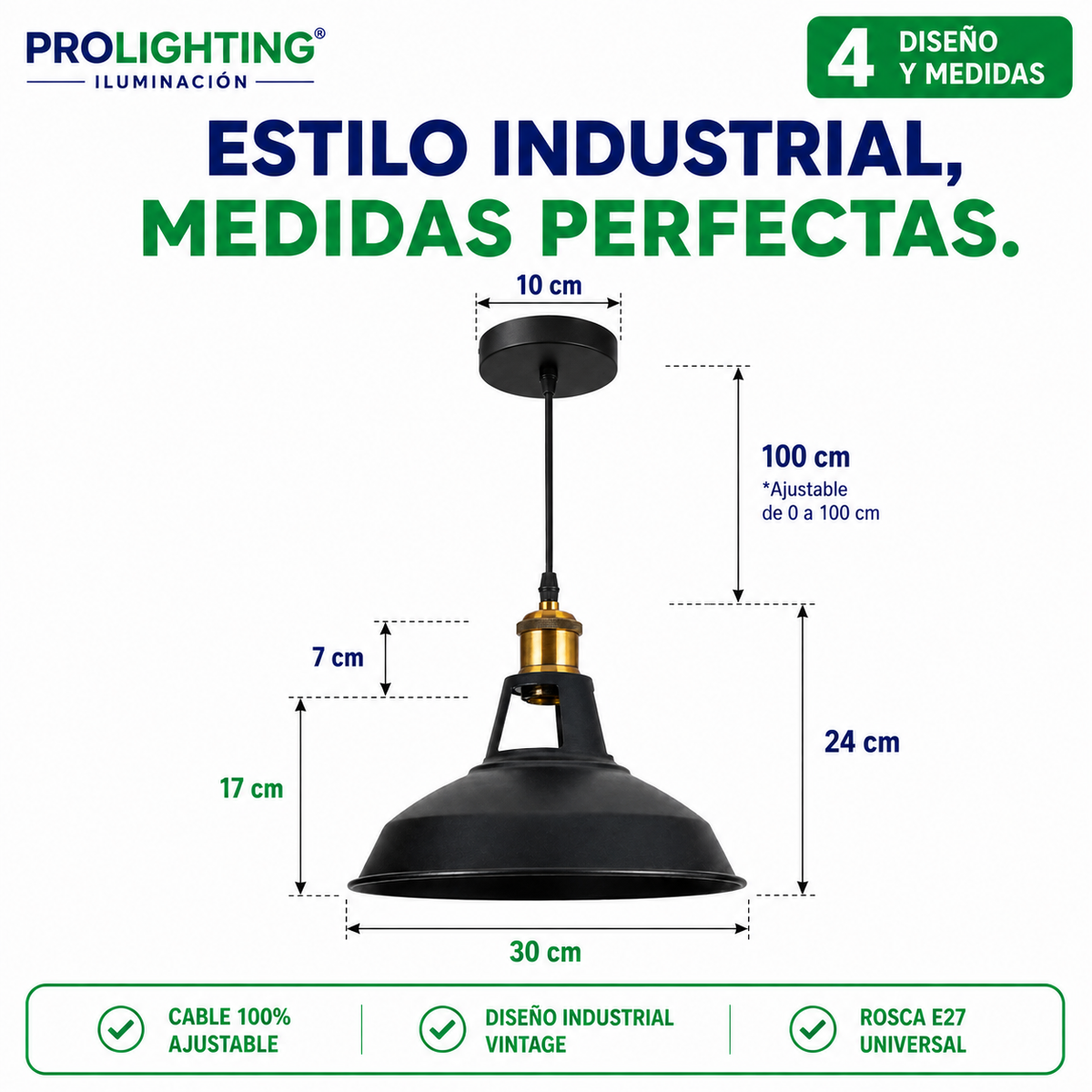 Lampara Colgar Vintage Rustico Industrial Metal Negra