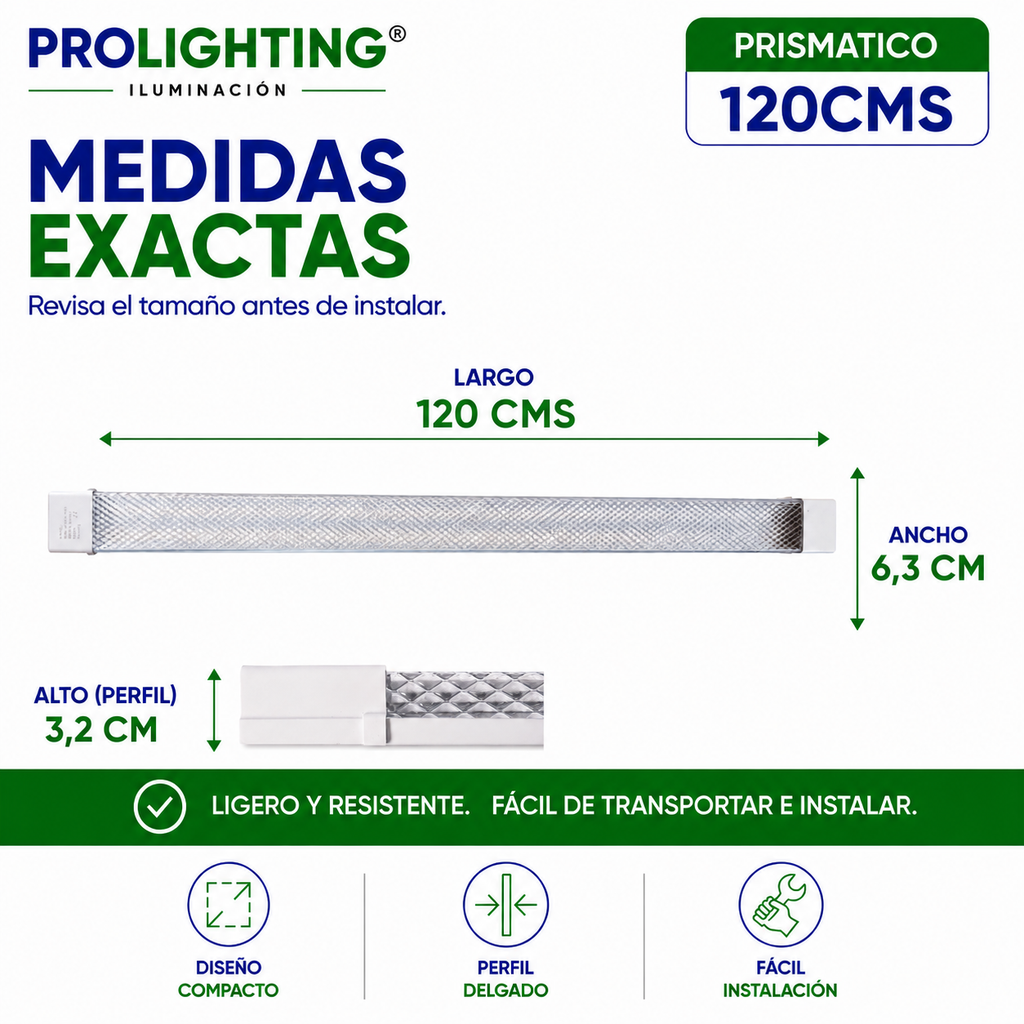 Tubo LED Estanco Canoa Plana Regleta Slim 120cm 36W Fría Prismático