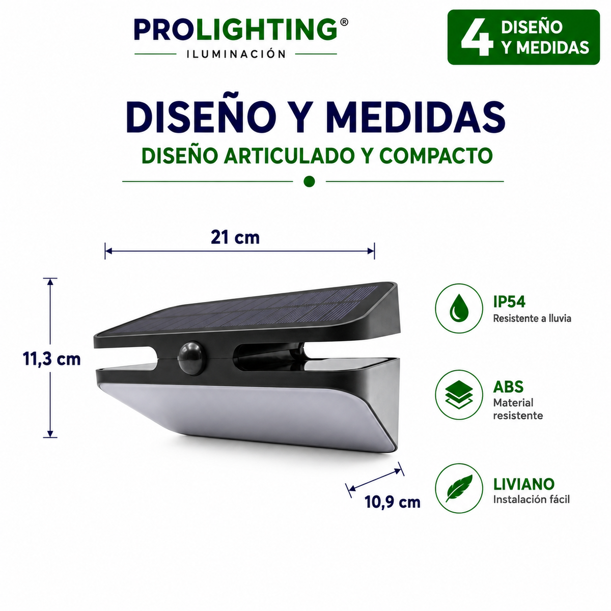 Foco Solar LED Muro Exterior Sensor Movimiento Impermeable