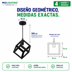 Lampara Colgante Cubo Metal Diseño Industrial Base E27
