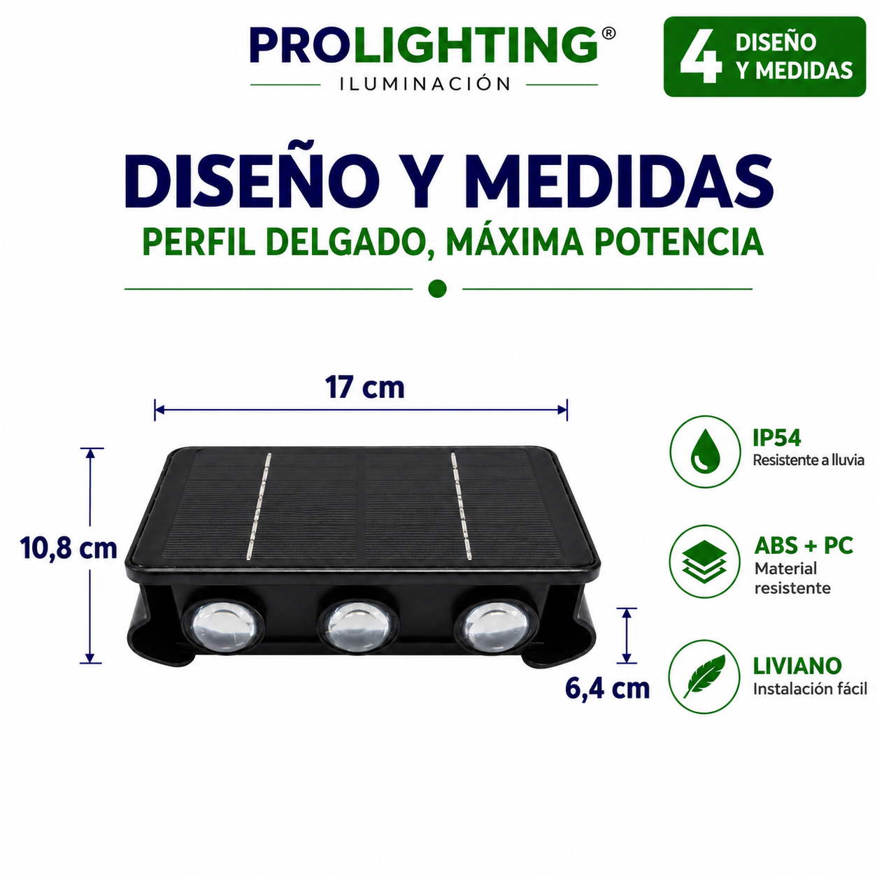 Luz Solar LED Bidireccional Doble Haz de luz Muro Exterior Impermeable