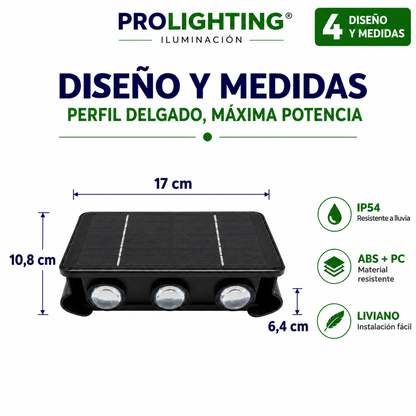 Luz Solar LED Bidireccional Doble Haz de luz Muro Exterior Impermeable