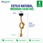 Lampara Colgante Soga Simple Trenzada Yute Cañamo Base E27