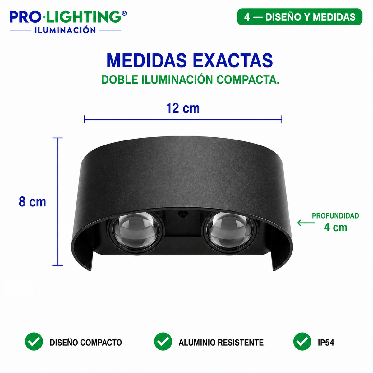 Aplique LED Doble Haz Luz Arriba Abajo Exterior Decorativo