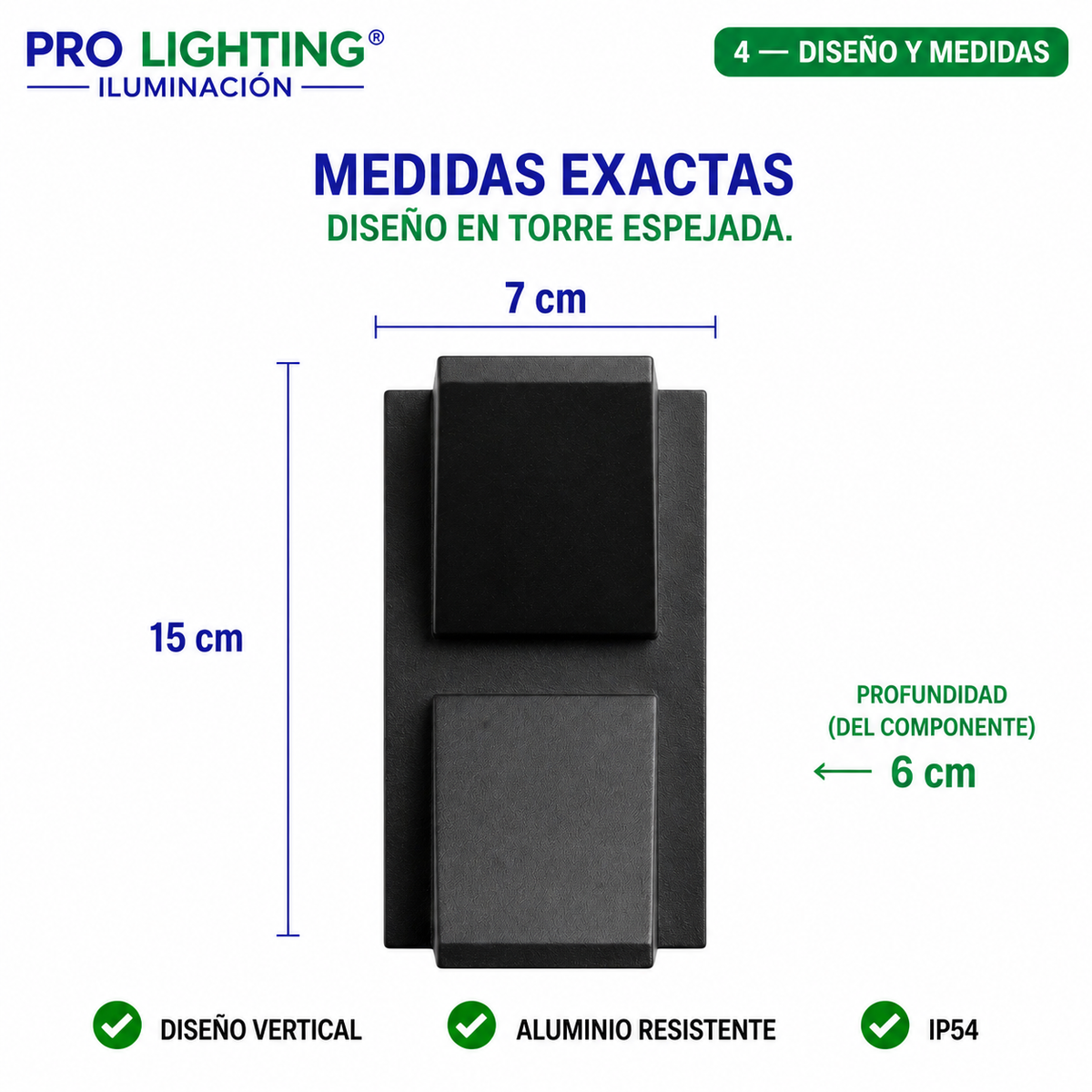 Aplique LED Vertical Doble Haz Luz Arriba Abajo Exterior
