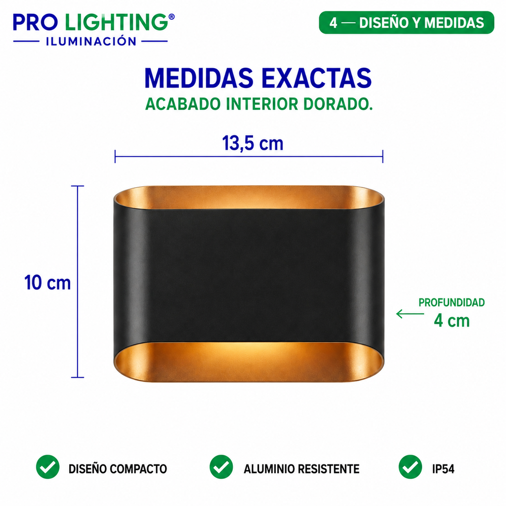 Aplique LED Ovalado Doble Haz Luz Arriba Abajo Exterior