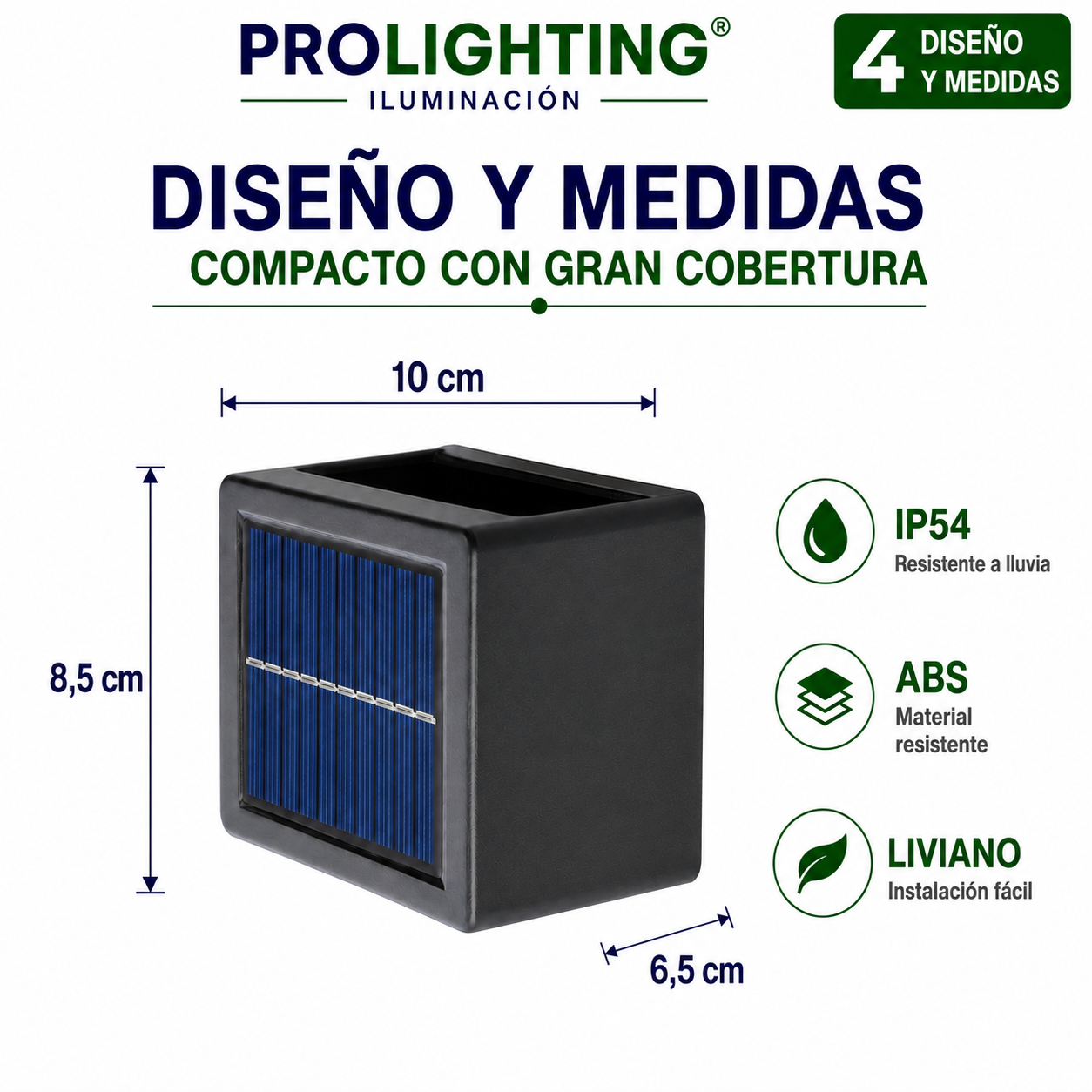 Aplique Solar LED Abatible Direccionable Calida y Fria