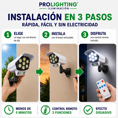 Luz Solar LED Diseño Cámara Disuasiva Sensor Movimiento
