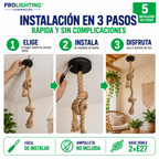 Lampara Colgante Soga Doble Trenzada Yute Cañamo Base E27