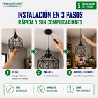 Lampara Colgante Octagono Jaula Metal Negra Diseño Tambor E27