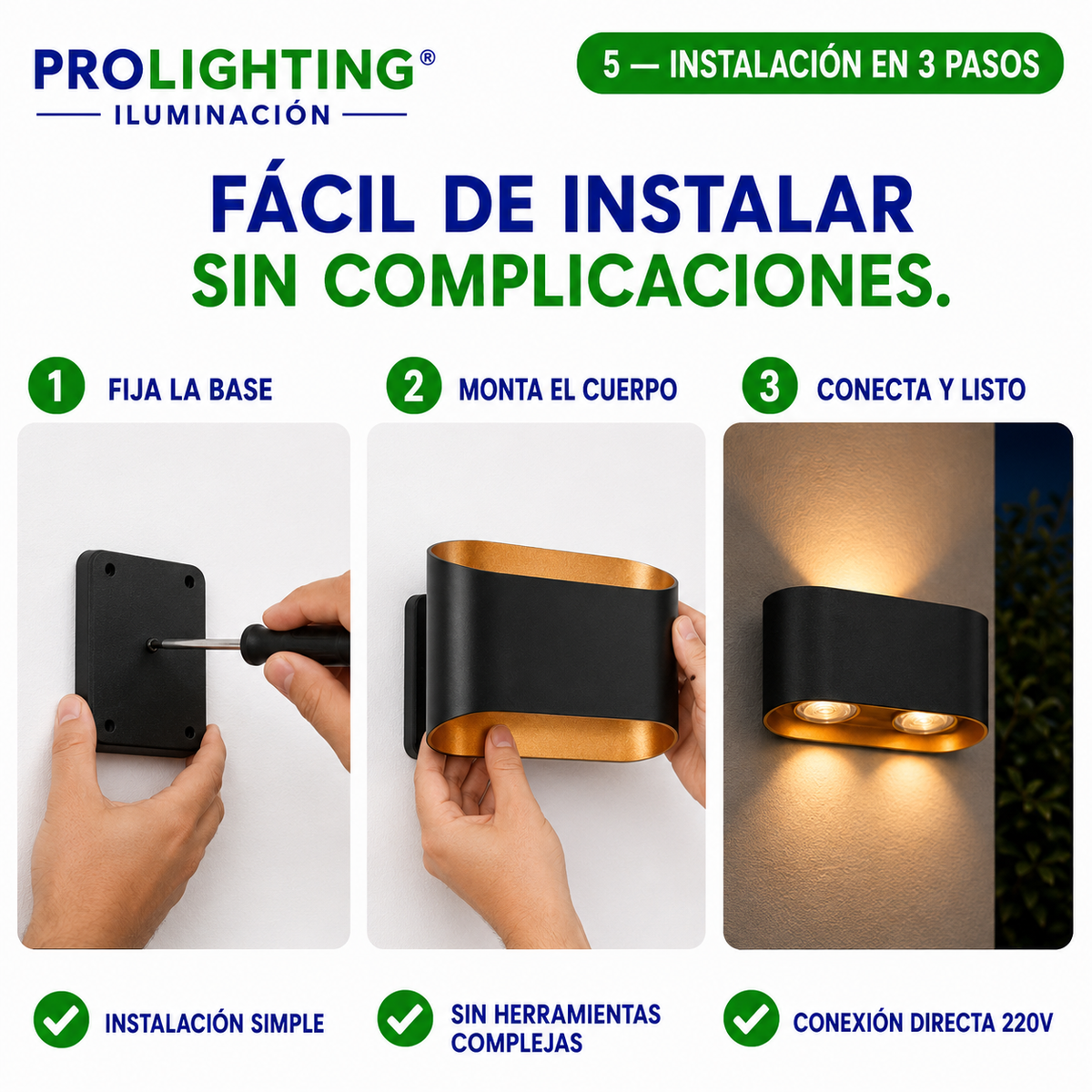 Aplique LED Ovalado Doble Haz Luz Arriba Abajo Exterior