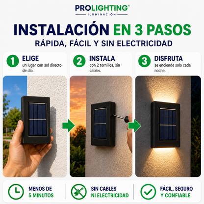 Aplique Solar LED Fijo Doble Haz de luz Arriba y Abajo Exterior