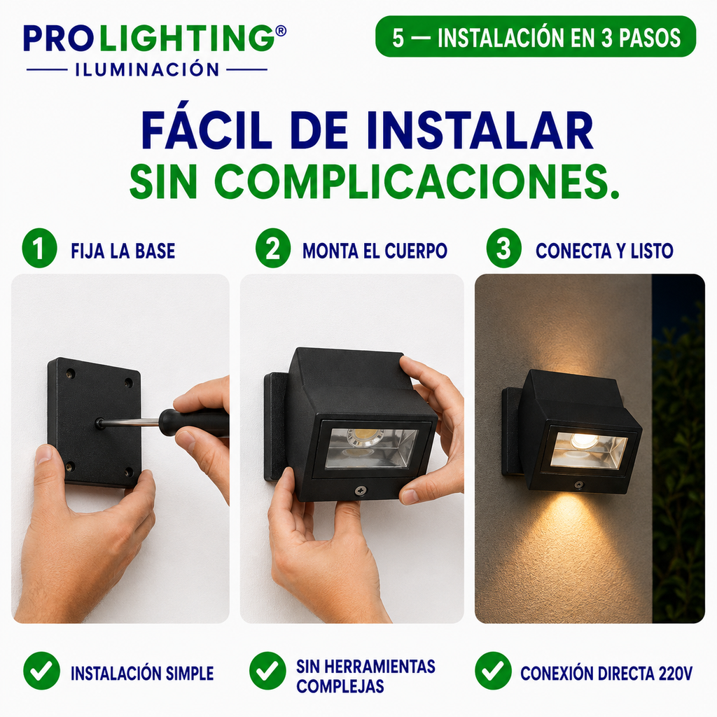 Aplique LED Compacto Foco Direccional Exterior Decorativo