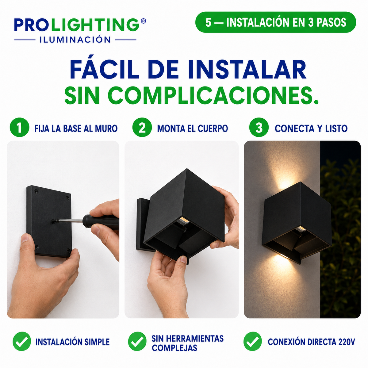 Aplique LED Integrado Cubo Diagonal Decorativo Bidireccional