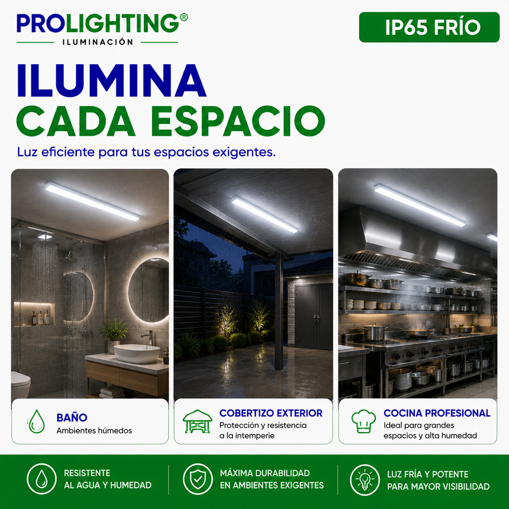 Tubo LED Estanco Canoa Plana Regleta Slim 60cm 18W Fría IP65