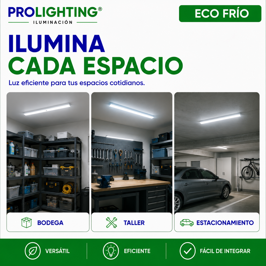 Tubo LED Estanco Canoa Plana Regleta Slim 90cm 27W Fría