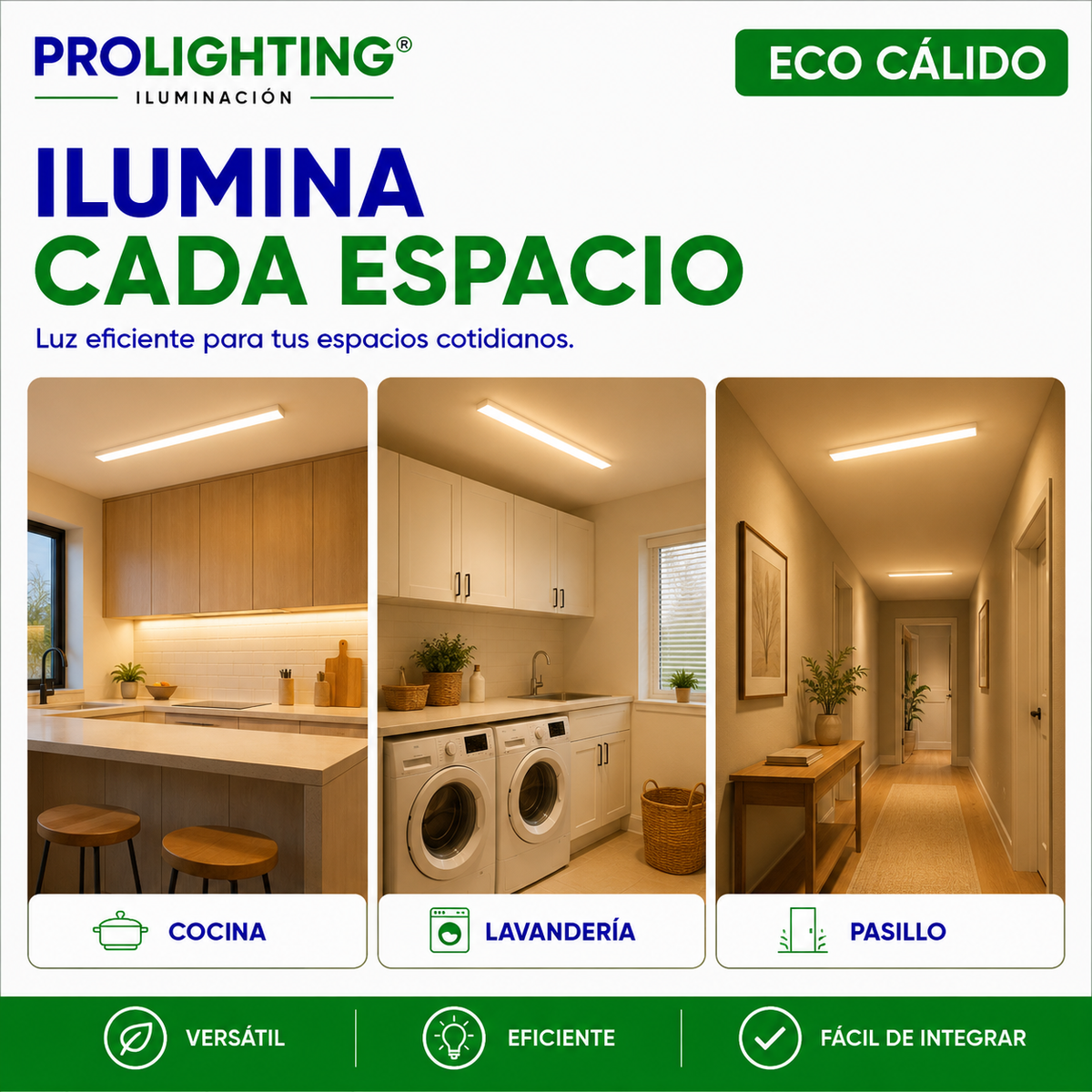 Tubo LED Estanco Canoa Plana Regleta Slim 90cm 27W Cálida