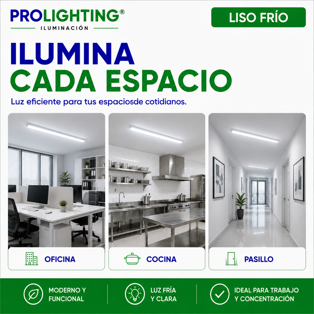 Tubo LED Estanco Canoa Plana Regleta Slim 60cm 27W Fría Liso