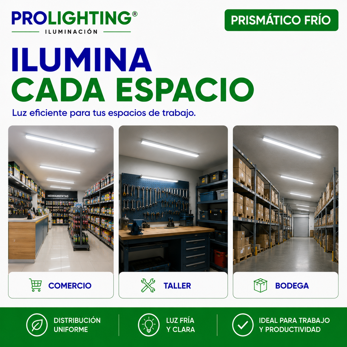 Tubo LED Estanco Canoa Plana Regleta Slim 120cm 36W Fría Prismático