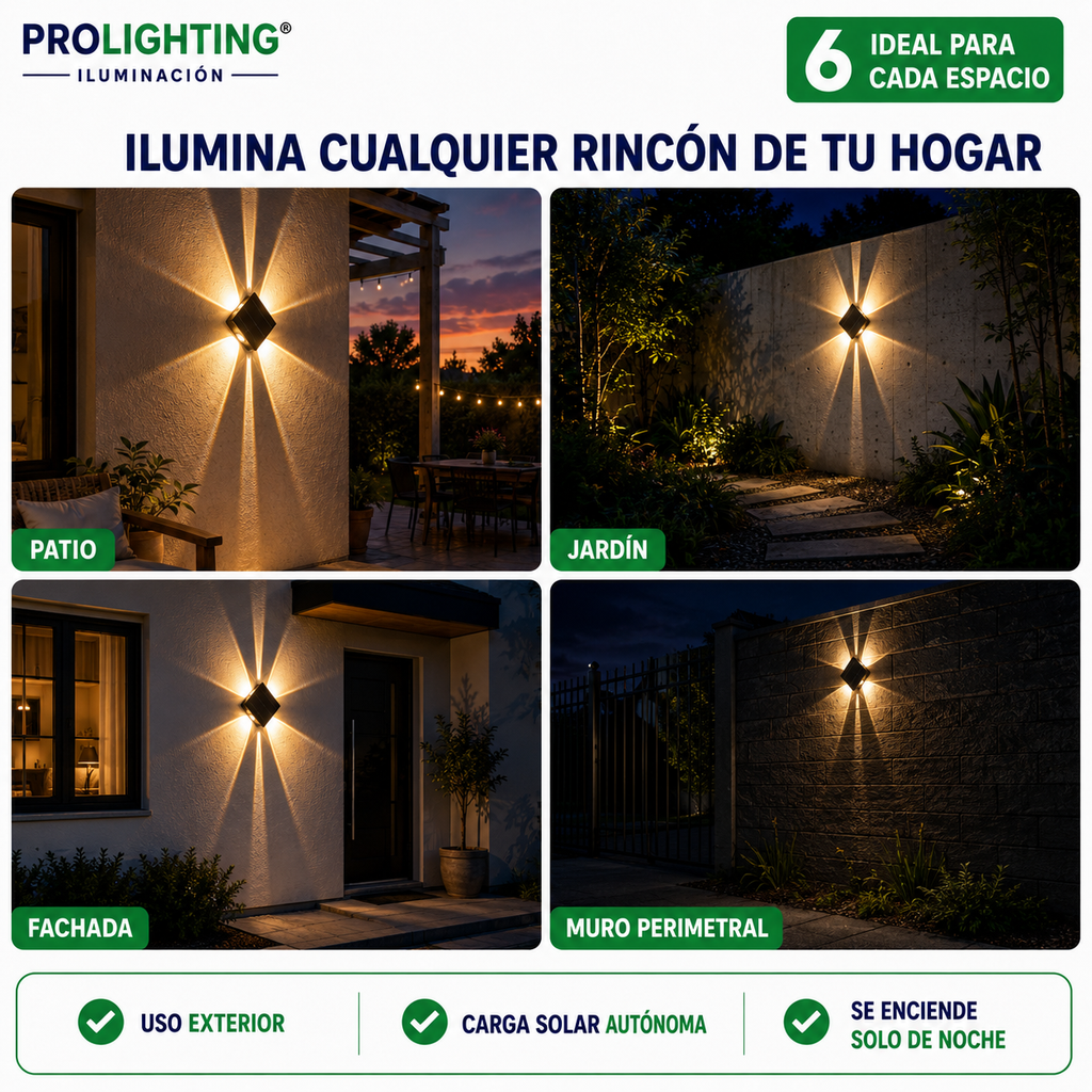 Foco Solar LED Muro Exterior Fotocelda Automático IP54
