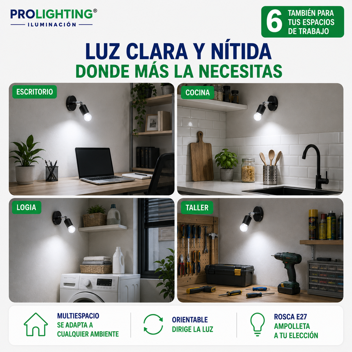Aplique Muro Abatible Decorativo Para Ampolleta E27 Negro