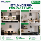 Lampara Colgante Cilindro Jaula Metal Base Negra E27 Retro