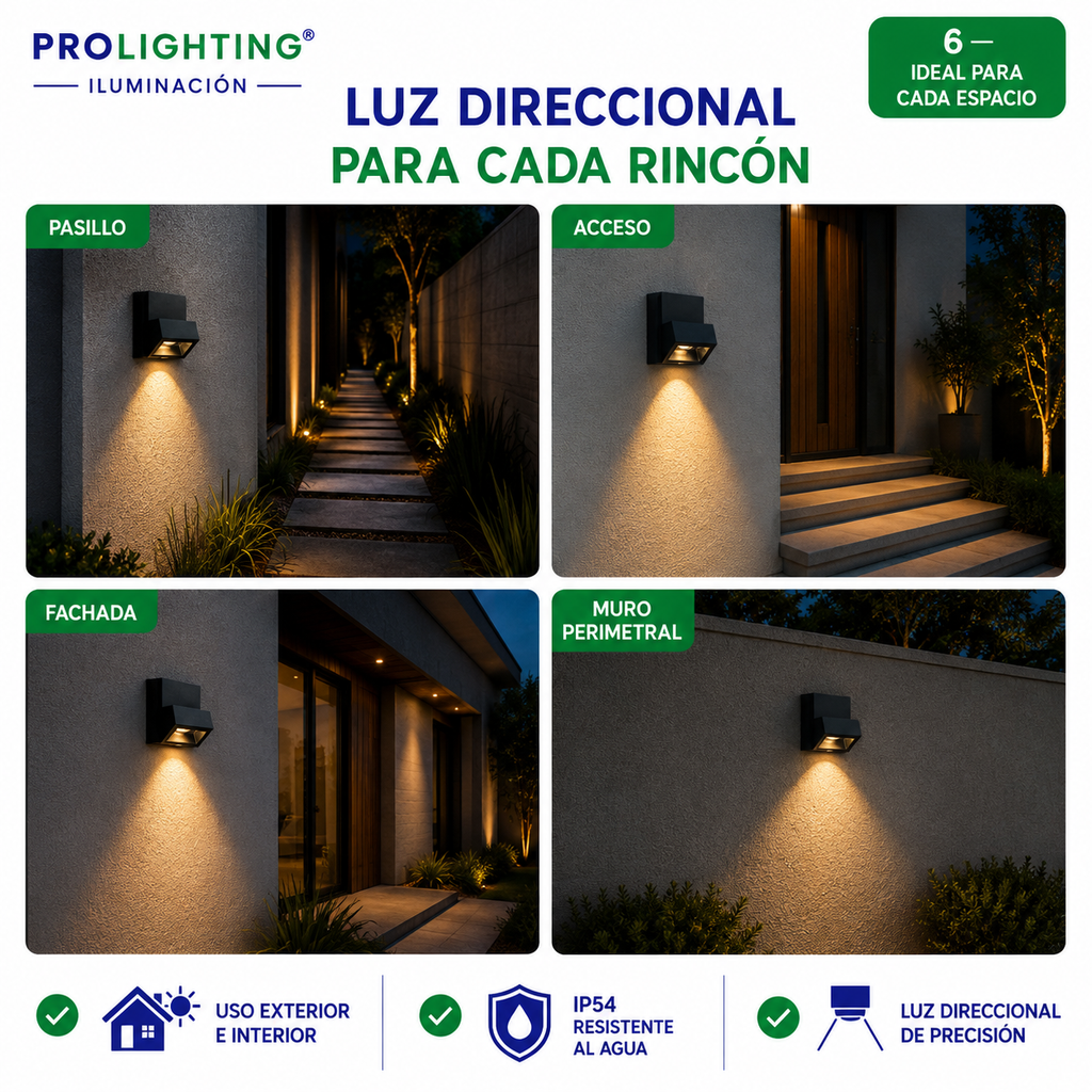 Aplique LED Compacto Foco Direccional Exterior Decorativo