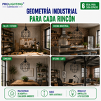 Lampara Colgante Octagono Jaula Metal Negra Diseño Tambor E27