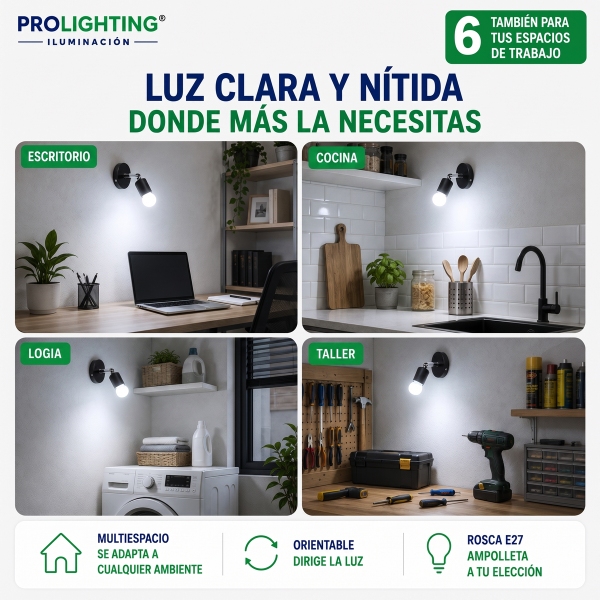 Aplique Muro Abatible Decorativo Para Ampolleta E27 Blanca