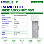 Tubo LED Estanco Canoa Plana Regleta Slim 60cm 18W Fría Prismático