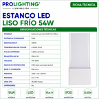 Tubo LED Estanco Canoa Plana Regleta Slim 120cm 54W Fría Liso
