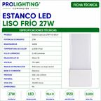 Tubo LED Estanco Canoa Plana Regleta Slim 60cm 27W Fría Liso