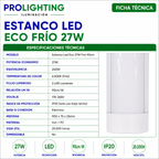 Tubo LED Estanco Canoa Plana Regleta Slim 90cm 27W Fría