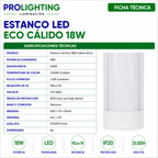 Tubo LED Estanco Canoa Plana Regleta Slim 60cm 18W Cálida