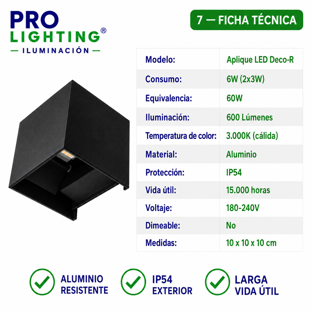 Aplique LED Integrado Cubo Diagonal Decorativo Bidireccional
