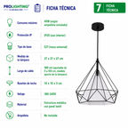Lampara Colgante Diamante Blanca Jaula Metal Base E27