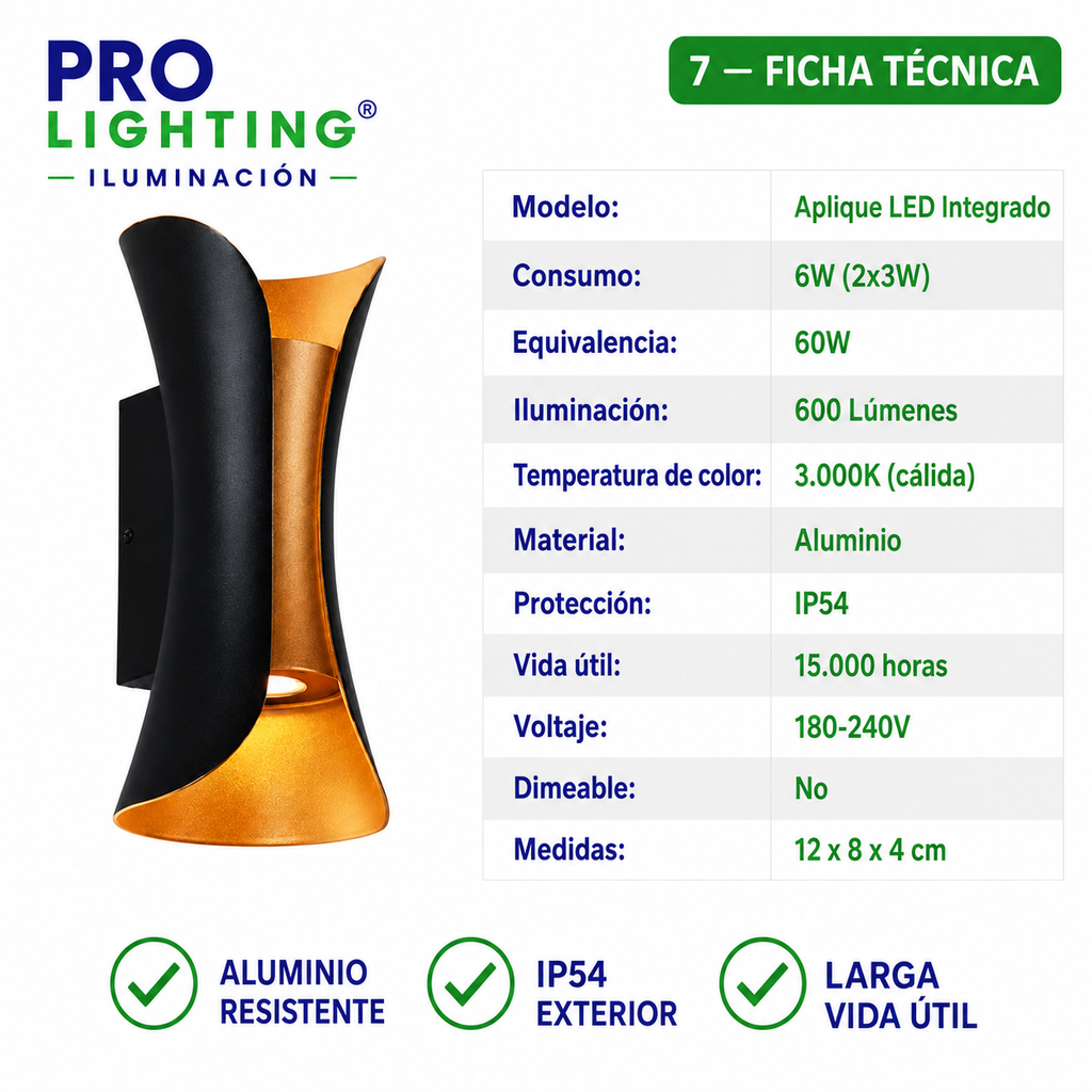 Aplique LED Integrado Bidireccional Deco 6W Interior Exterior