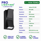 Aplique LED Vertical Doble Haz Luz Arriba Abajo Exterior