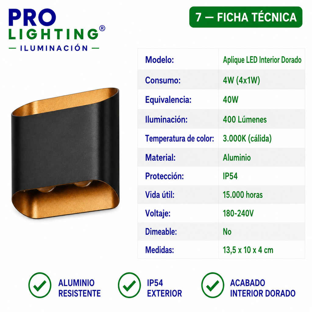 Aplique LED Ovalado Doble Haz Luz Arriba Abajo Exterior