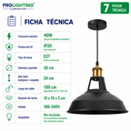 Lampara Colgar Vintage Rustico Industrial Metal Negra