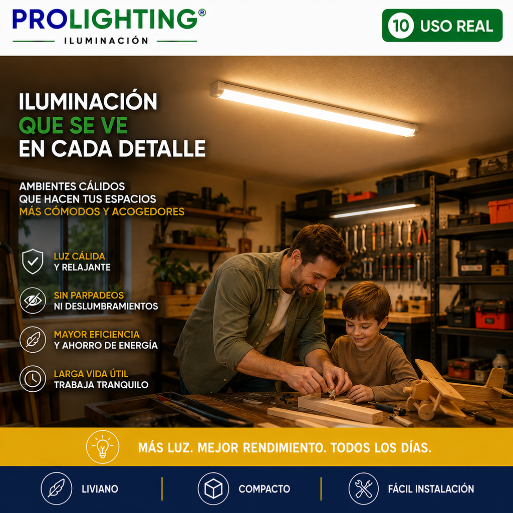 Tubo LED Estanco Canoa Plana Regleta Slim 60cm 18W Cálida